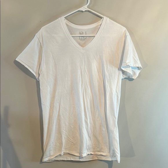 3 Fruit of the Loom White V-Neck Short Sleeve Tee - Picture 1 of 5